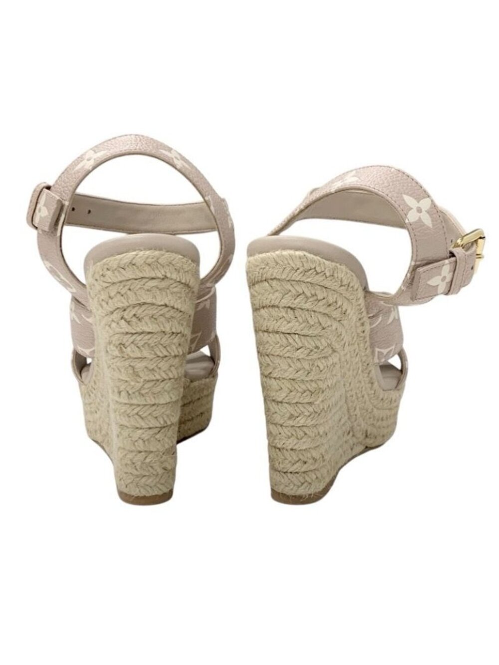 Louis Vuitton Starboard Line Monogram Sandals Shoes Leather Pink Beige - Picture 5 of 9